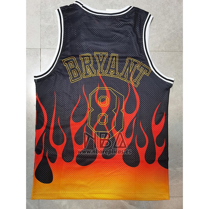 Camiseta Los Angeles Lakers Kobe Bryant NO 8 Flames Negro